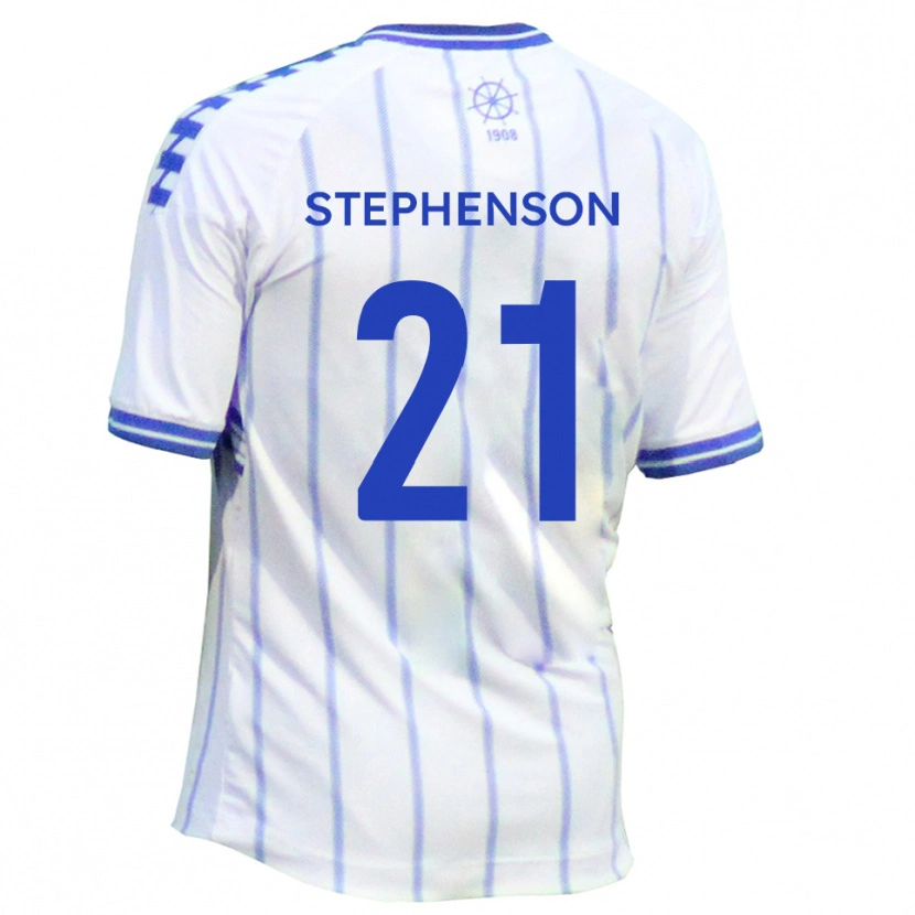 Danxen Criança Camisola Louis Stephenson #21 Branco Azul Principal 2025/26 Camisa