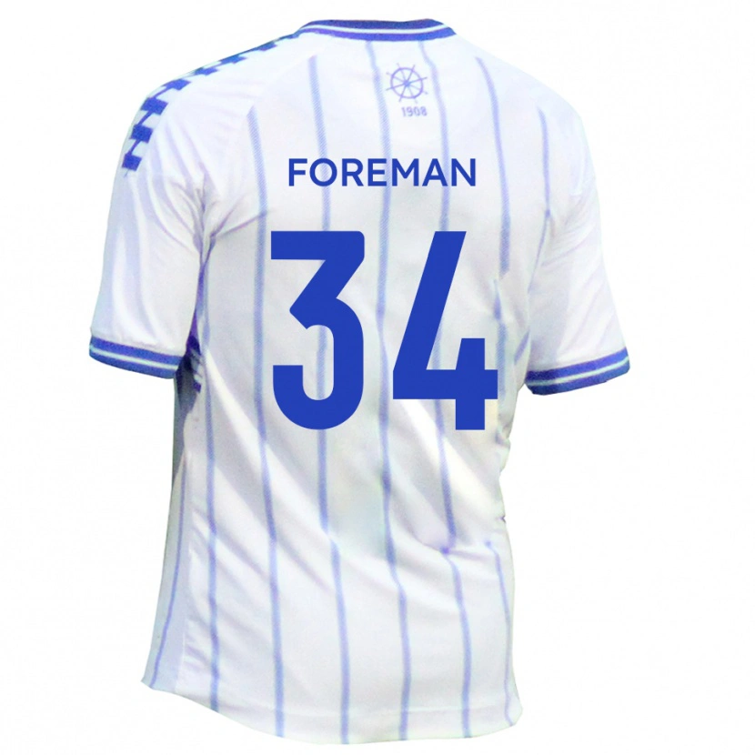 Danxen Criança Camisola Kian Foreman #34 Branco Azul Principal 2025/26 Camisa