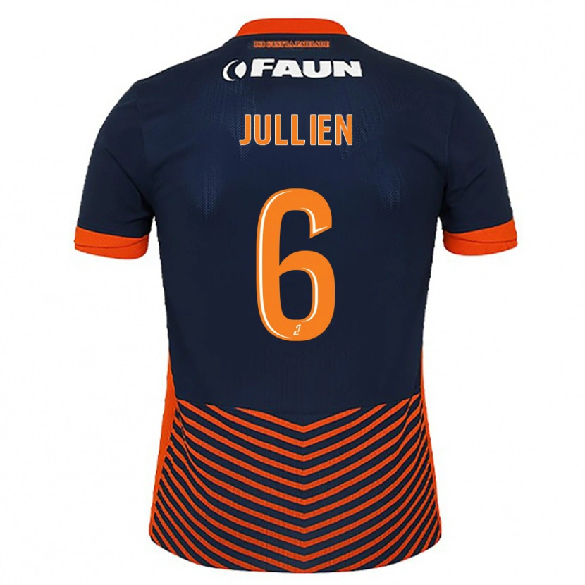 Danxen Criança Camisola Christopher Jullien #6 Azul Meia-Noite Laranja Principal 2025/26 Camisa