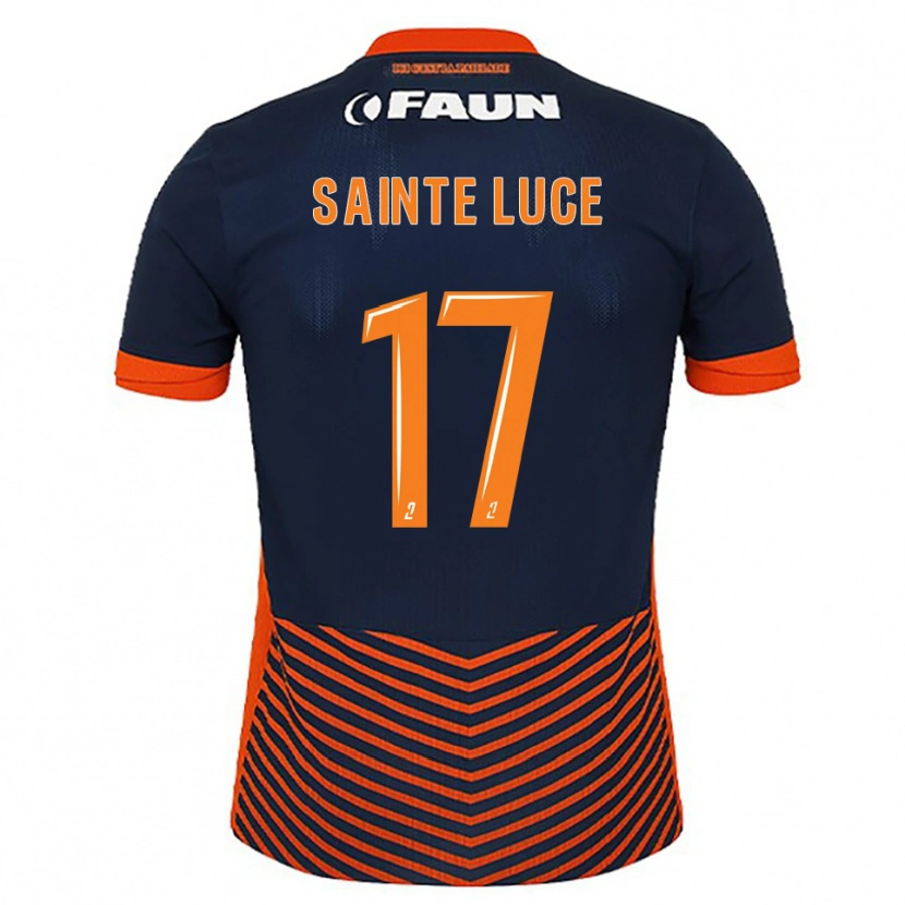 Danxen Criança Camisola Théo Sainte-Luce #17 Azul Meia-Noite Laranja Principal 2025/26 Camisa