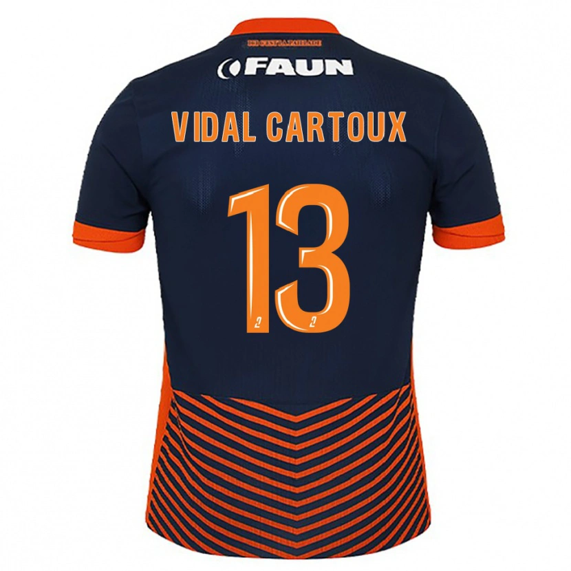 Danxen Criança Camisola Noah Vidal-Cartoux #13 Azul Meia-Noite Laranja Principal 2025/26 Camisa