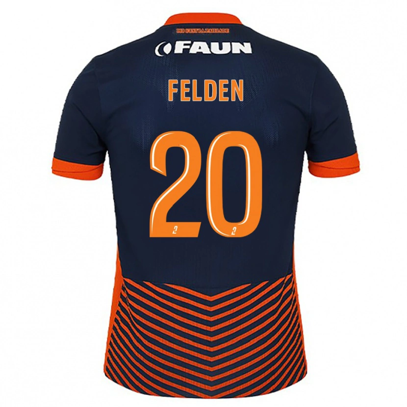 Danxen Criança Camisola Agathe Felden #20 Azul Meia-Noite Laranja Principal 2025/26 Camisa