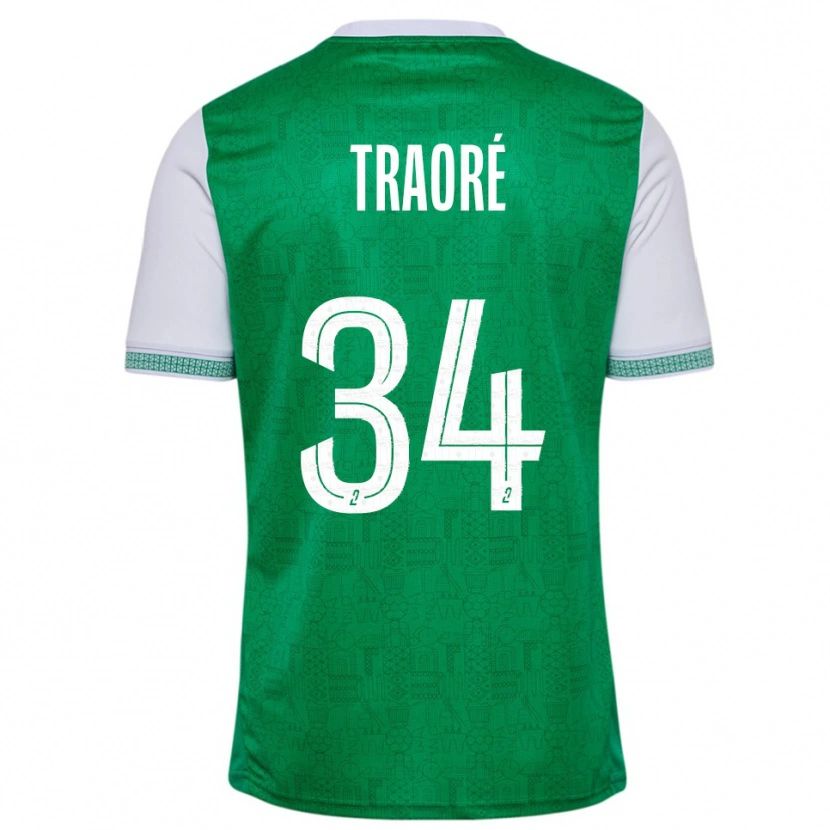 Danxen Criança Camisola Lassana Traoré #34 Verde Branco Principal 2025/26 Camisa