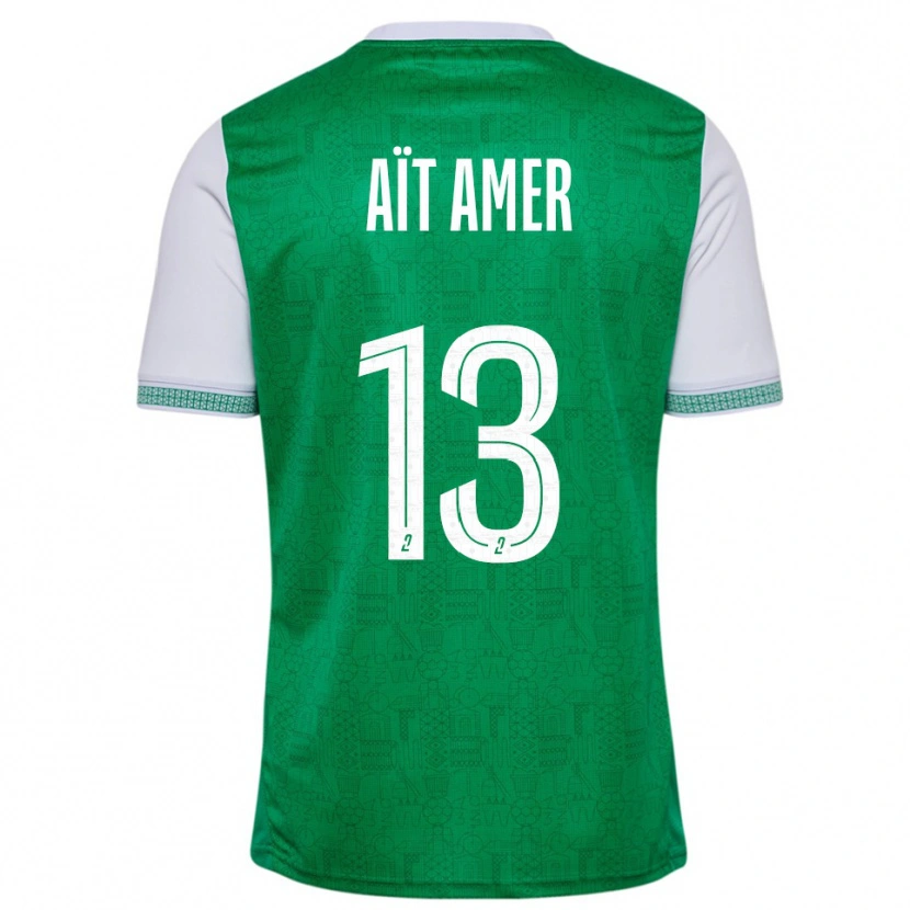 Danxen Criança Camisola Rayan Aït Amer #13 Verde Branco Principal 2025/26 Camisa