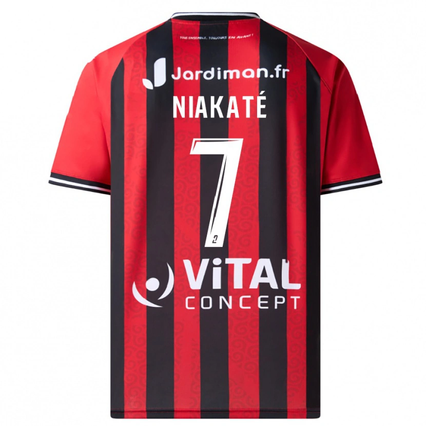 Danxen Criança Camisola Abdoulaye Niakaté #7 Vermelho Preto Principal 2025/26 Camisa