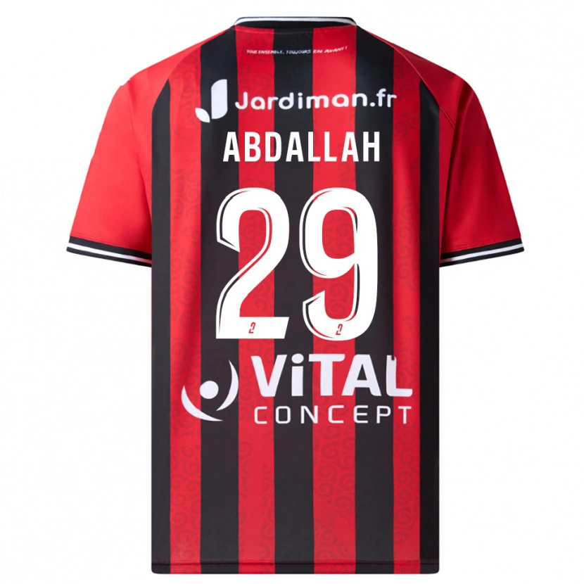 Danxen Criança Camisola Akim Abdallah #29 Vermelho Preto Principal 2025/26 Camisa