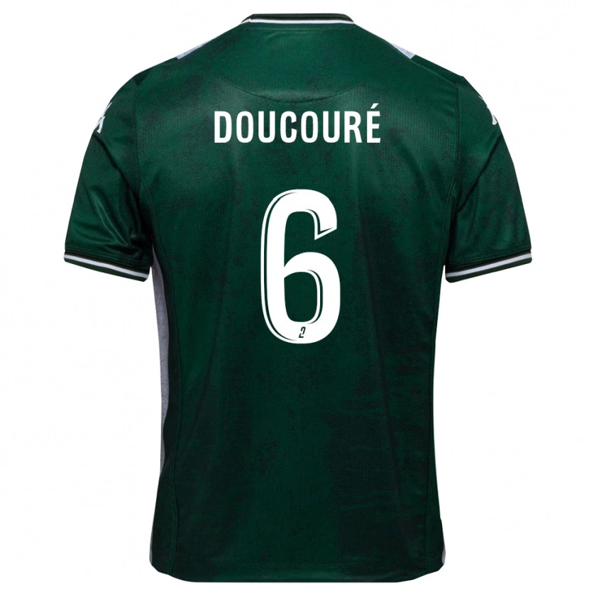 Danxen Criança Camisola Rayane Doucouré #6 Verde Branco Principal 2025/26 Camisa