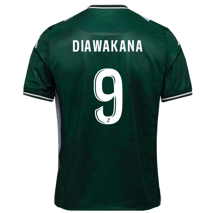 Danxen Criança Camisola Malik Diawakana #9 Verde Branco Principal 2025/26 Camisa