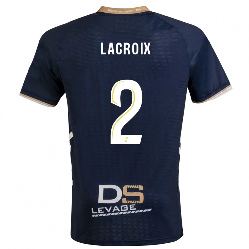 Danxen Criança Camisola Loïs Lacroix #2 Azul Marinho Dourado Principal 2025/26 Camisa