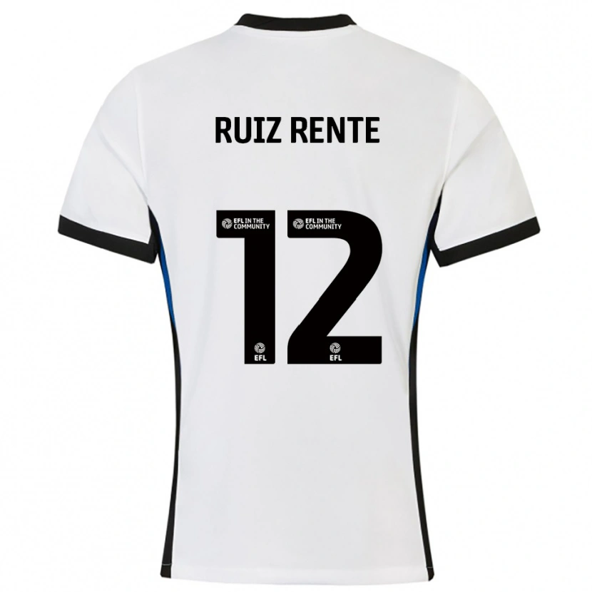 Danxen Criança Camisola Álvaro Ruiz Rente #12 Branco Azul Alternativa 2025/26 Camisa