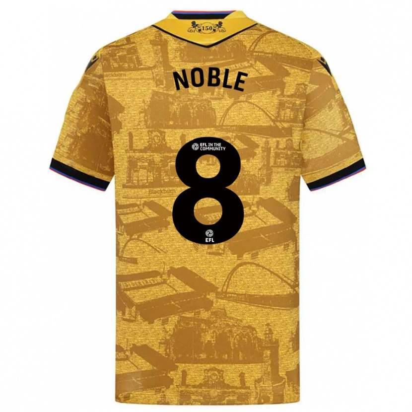 Danxen Criança Camisola Ellie Noble #8 Dourado Preto Alternativa 2025/26 Camisa