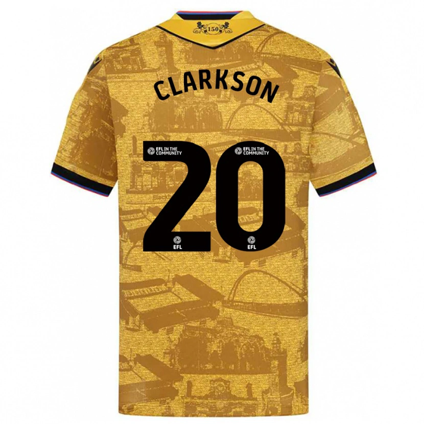 Danxen Criança Camisola Eve Clarkson #20 Dourado Preto Alternativa 2025/26 Camisa