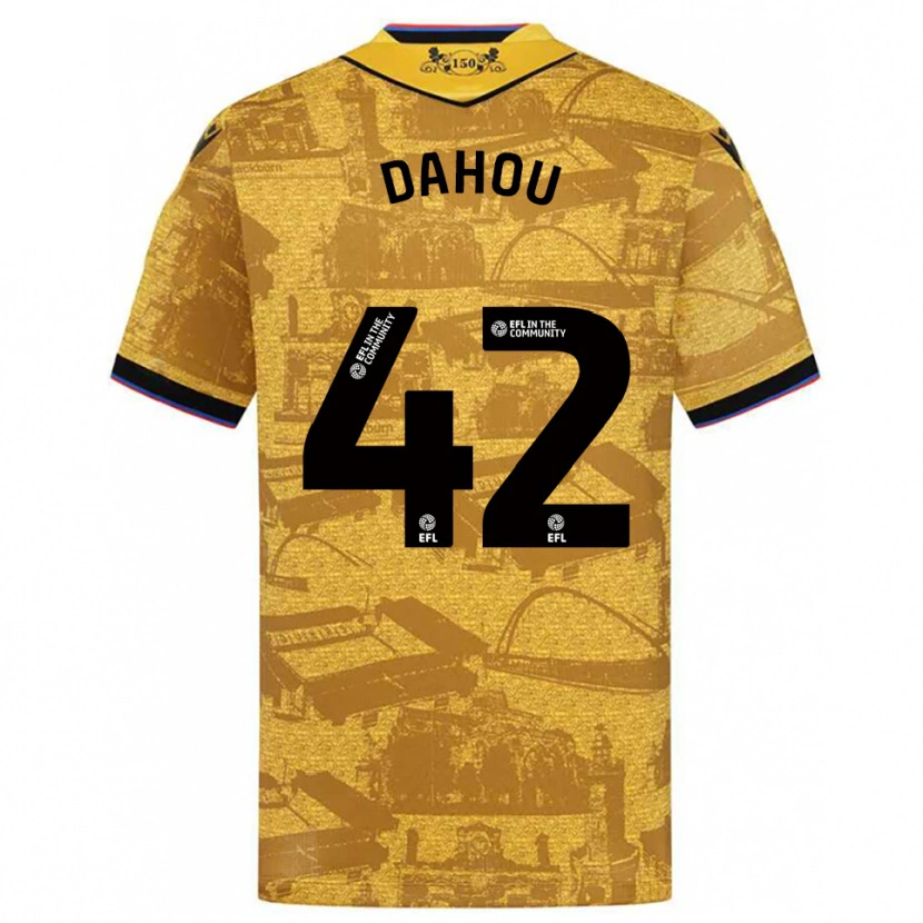 Danxen Criança Camisola Jemima Dahou #42 Dourado Preto Alternativa 2025/26 Camisa
