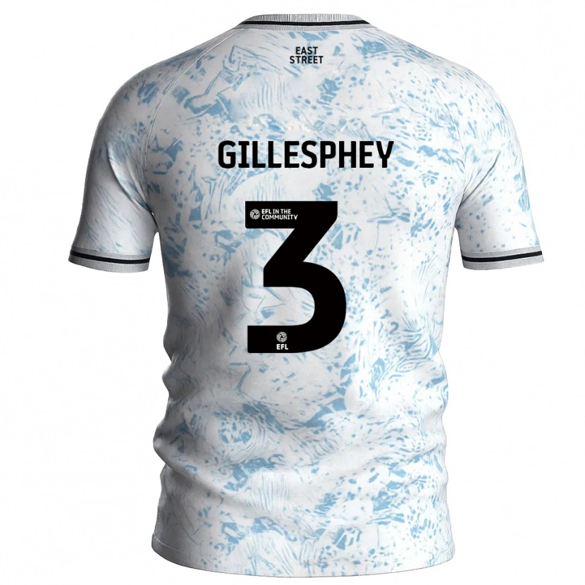 Danxen Criança Camisola Macaulay Gillesphey #3 Branco Azul Celeste Alternativa 2025/26 Camisa