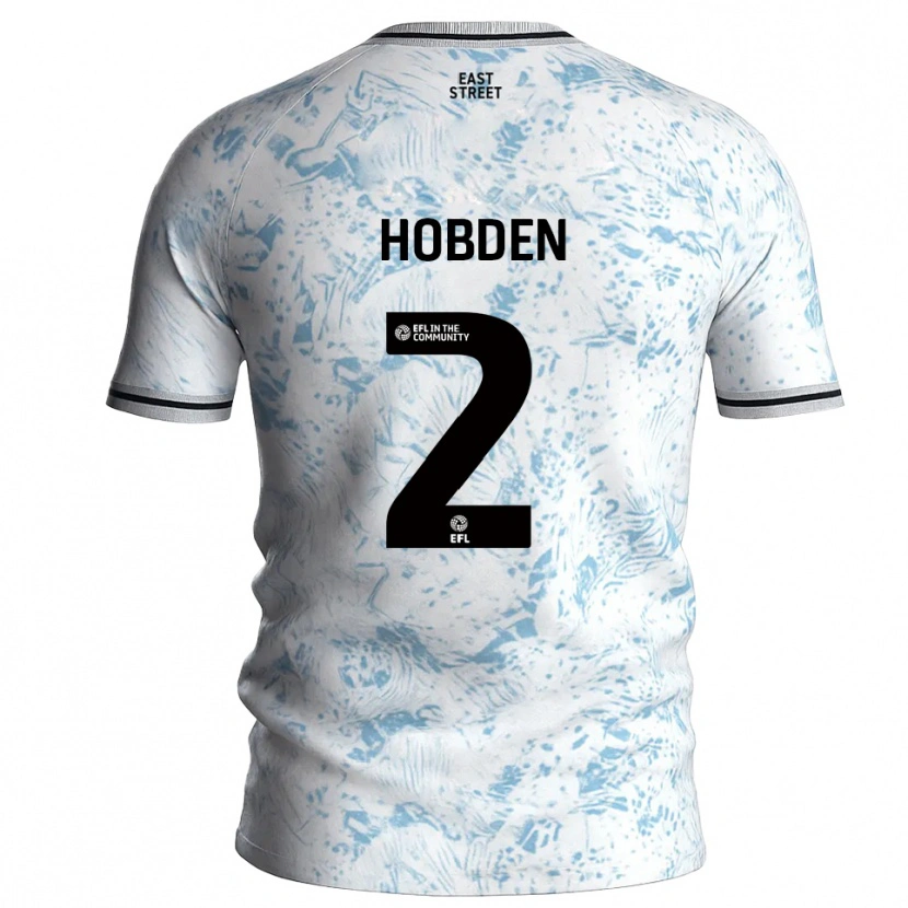 Danxen Criança Camisola Ollie Hobden #2 Branco Azul Celeste Alternativa 2025/26 Camisa