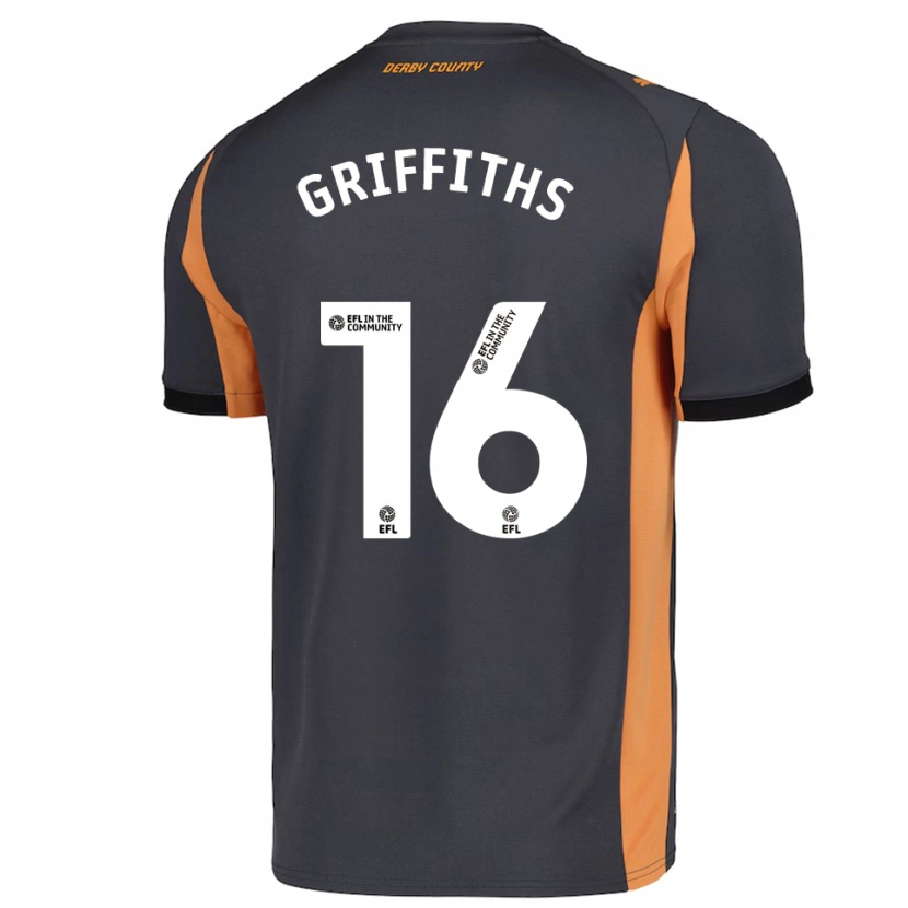 Danxen Criança Camisola Euan Griffiths #16 Cinza Laranja Preto Alternativa 2025/26 Camisa
