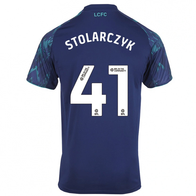 Danxen Criança Camisola Jakub Stolarczyk #41 Azul Marinho Verde Branco Alternativa 2025/26 Camisa