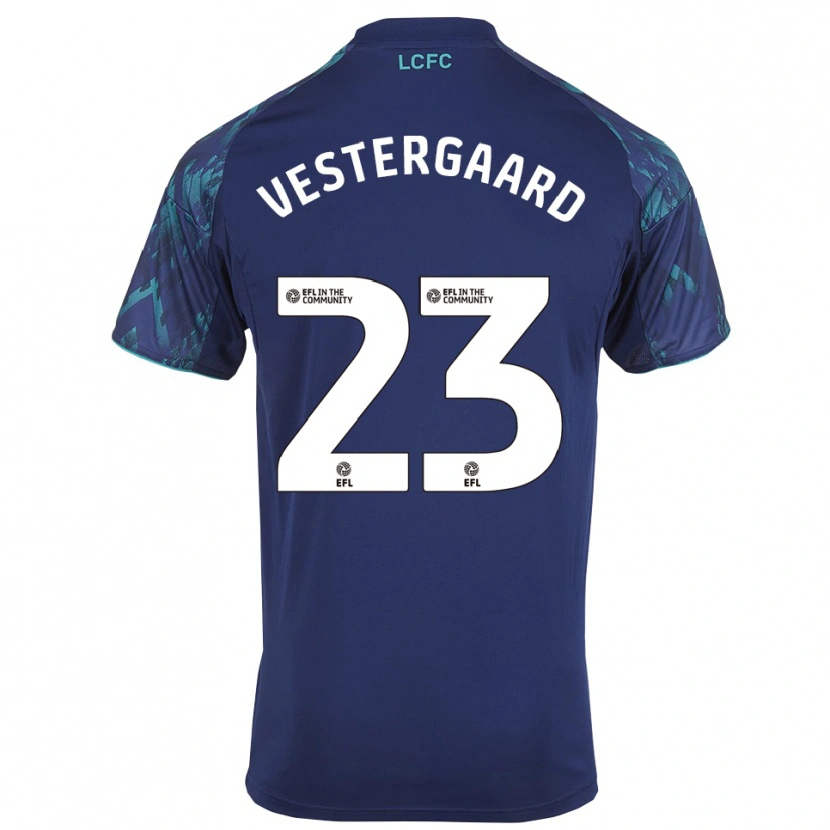 Danxen Criança Camisola Jannik Vestergaard #23 Azul Marinho Verde Branco Alternativa 2025/26 Camisa