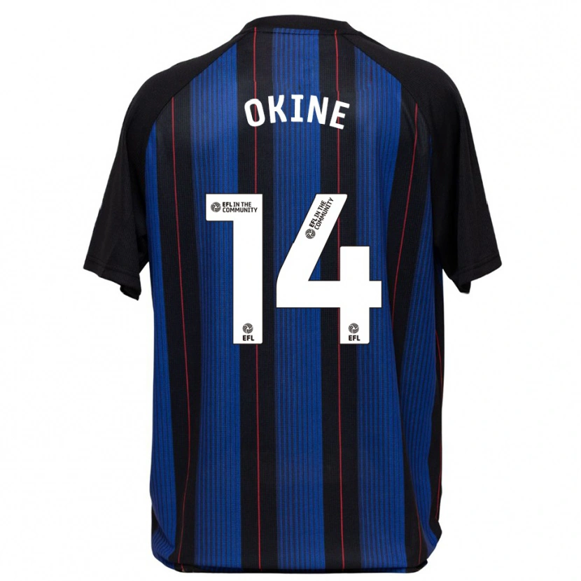 Danxen Criança Camisola William Okine #14 Azul Preto Alternativa 2025/26 Camisa
