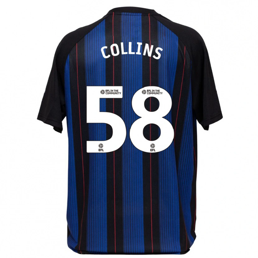 Danxen Criança Camisola Sam Collins #58 Azul Preto Alternativa 2025/26 Camisa