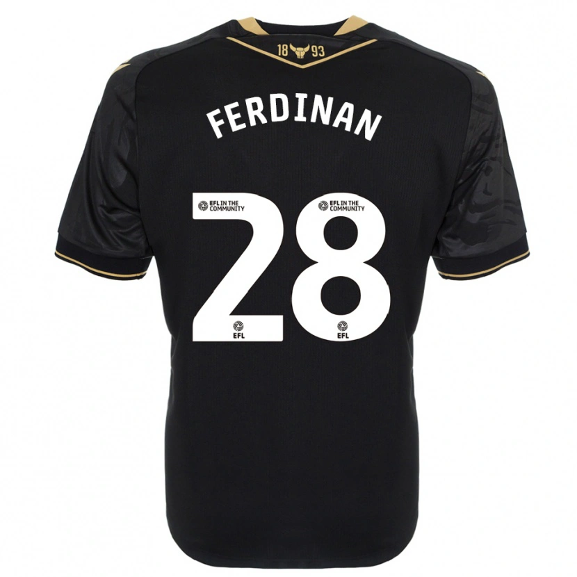 Danxen Criança Camisola Marselino Ferdinan #28 Preto Dourado Alternativa 2025/26 Camisa