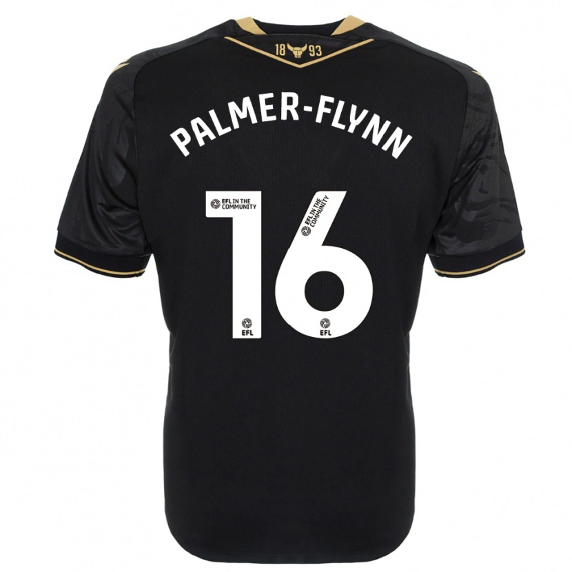 Danxen Criança Camisola Callum Palmer-Flynn #16 Preto Dourado Alternativa 2025/26 Camisa