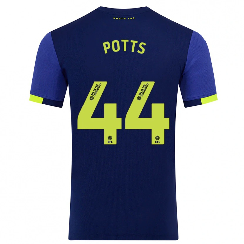 Danxen Criança Camisola Brad Potts #44 Azul Marinho Amarelo Alternativa 2025/26 Camisa