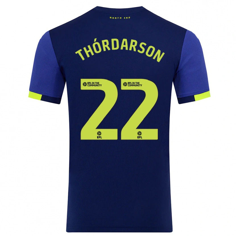 Danxen Criança Camisola Stefán Teitur Thórdarson #22 Azul Marinho Amarelo Alternativa 2025/26 Camisa