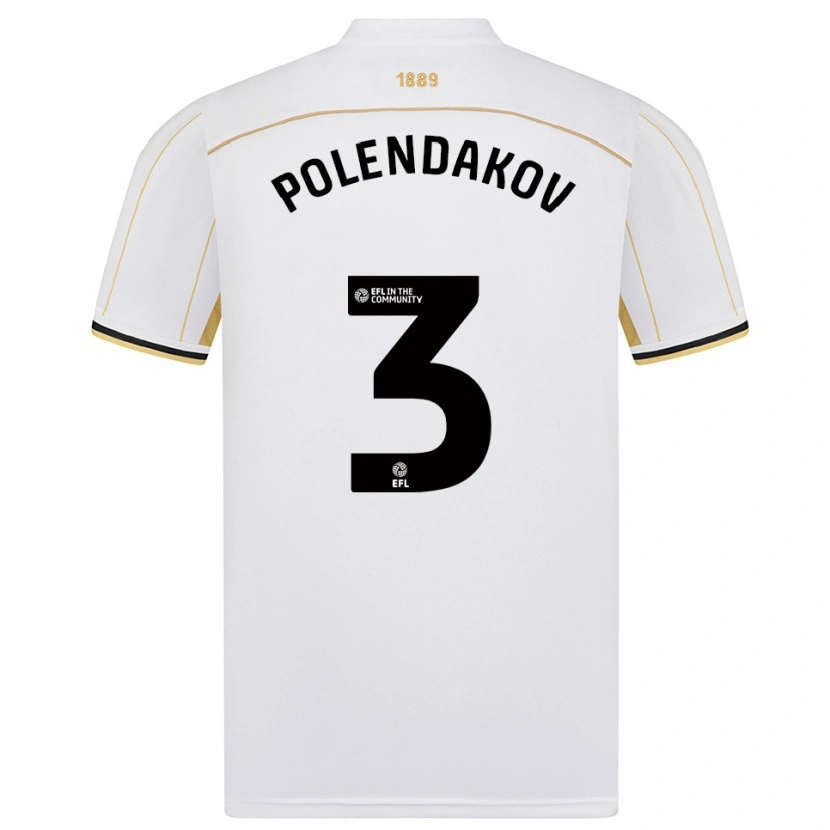 Danxen Criança Camisola Mihail Polendakov #3 Branco Dourado Alternativa 2025/26 Camisa