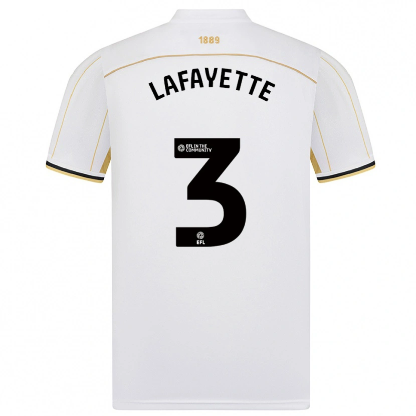 Danxen Criança Camisola Abbie Lafayette #3 Branco Dourado Alternativa 2025/26 Camisa
