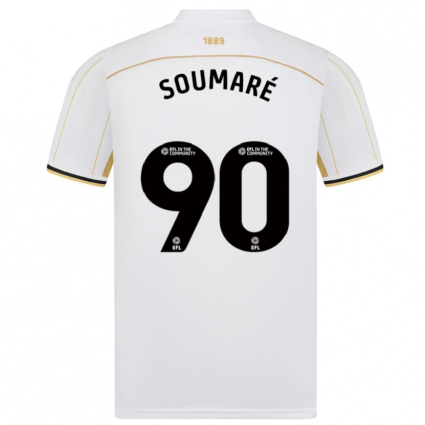 Danxen Criança Camisola Djibril Soumaré #90 Branco Dourado Alternativa 2025/26 Camisa