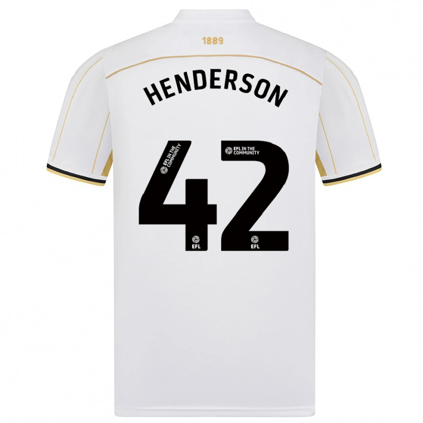 Danxen Criança Camisola Peyton Henderson #42 Branco Dourado Alternativa 2025/26 Camisa