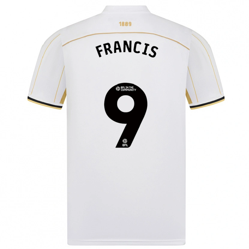 Danxen Criança Camisola Marshall Francis #9 Branco Dourado Alternativa 2025/26 Camisa