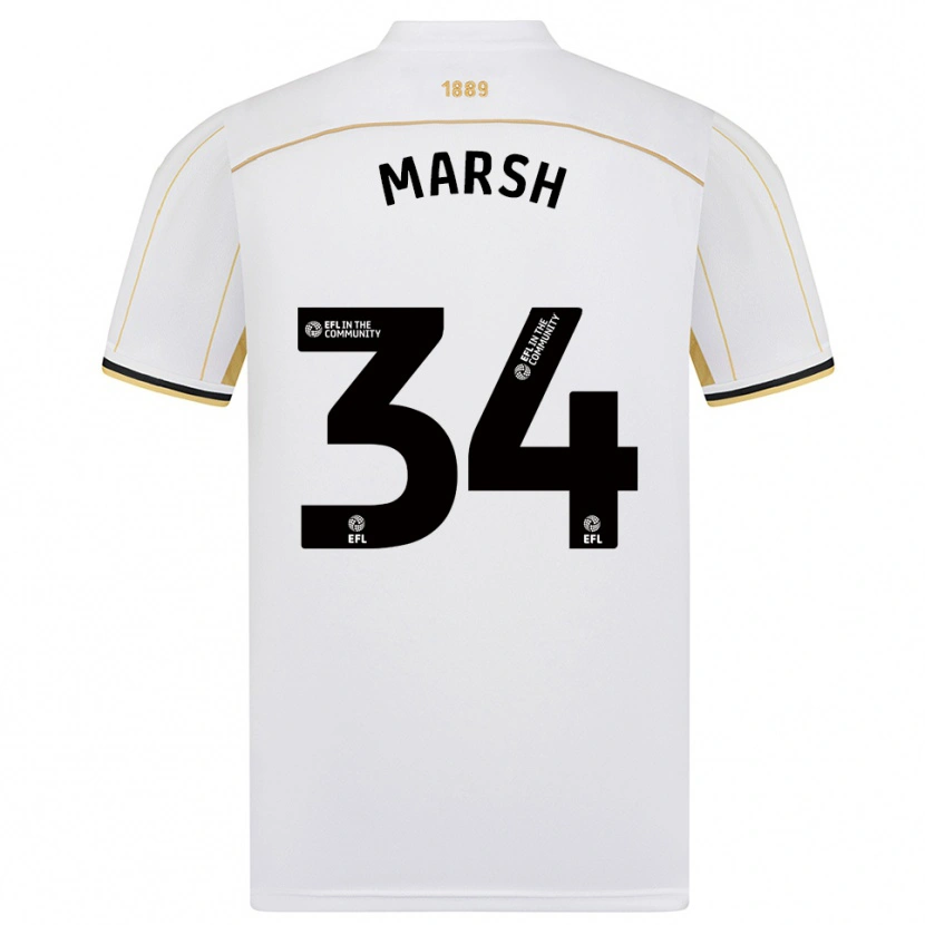 Danxen Criança Camisola Louie Marsh #34 Branco Dourado Alternativa 2025/26 Camisa