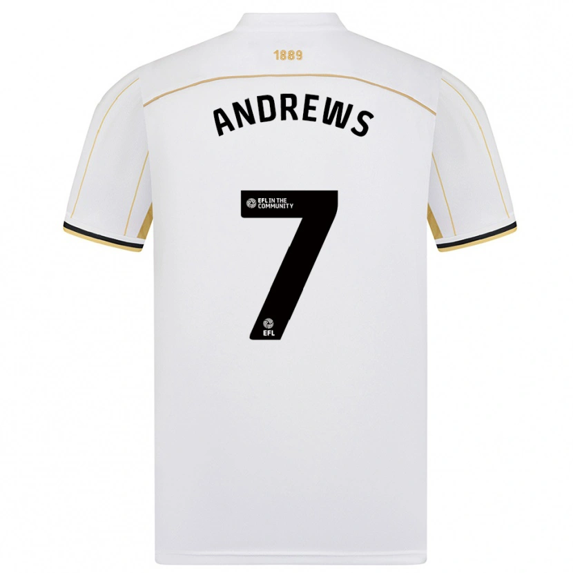 Danxen Criança Camisola Amy Andrews #7 Branco Dourado Alternativa 2025/26 Camisa