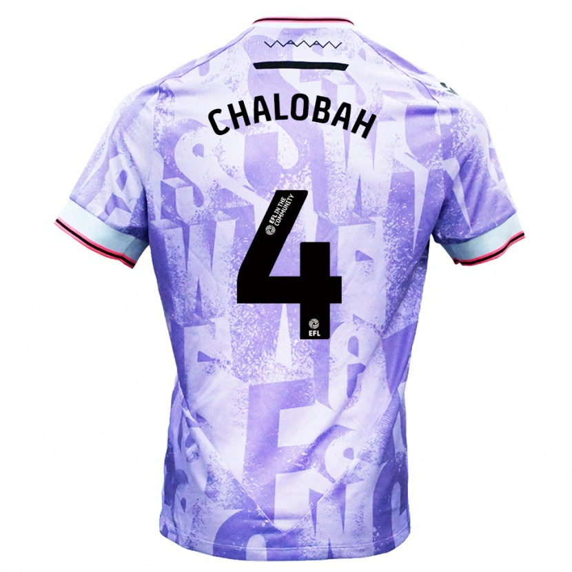 Danxen Criança Camisola Nathaniel Chalobah #4 Lilás Branco Alternativa 2025/26 Camisa