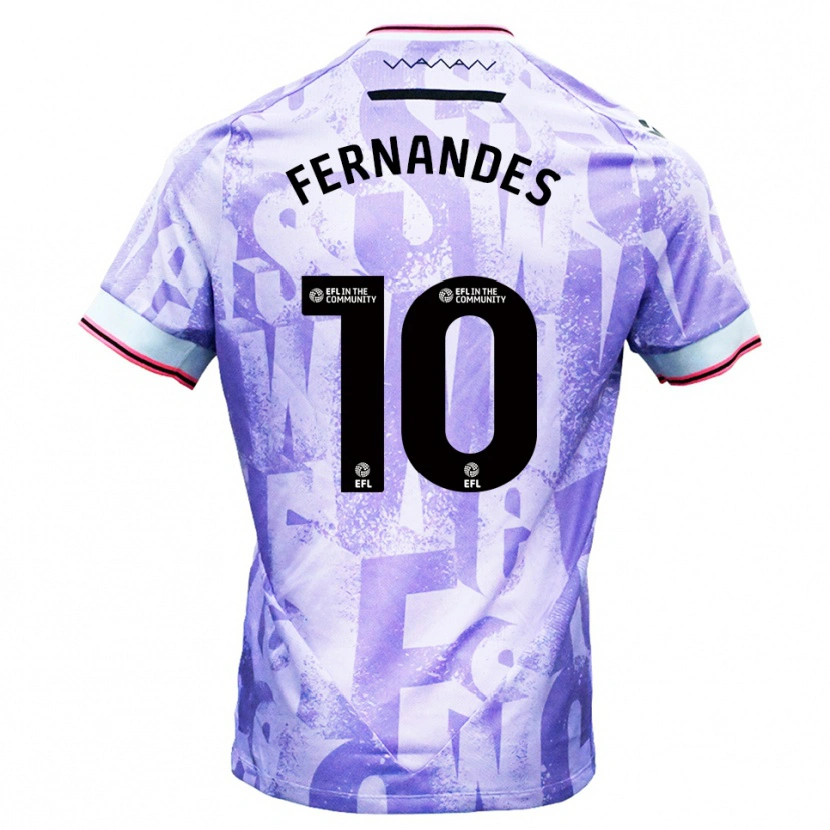 Danxen Criança Camisola Bruno Fernandes #10 Lilás Branco Alternativa 2025/26 Camisa