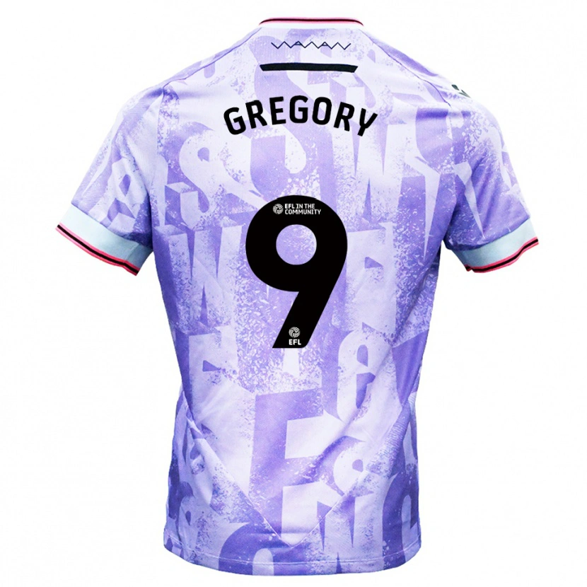 Danxen Criança Camisola Lee Gregory #9 Lilás Branco Alternativa 2025/26 Camisa