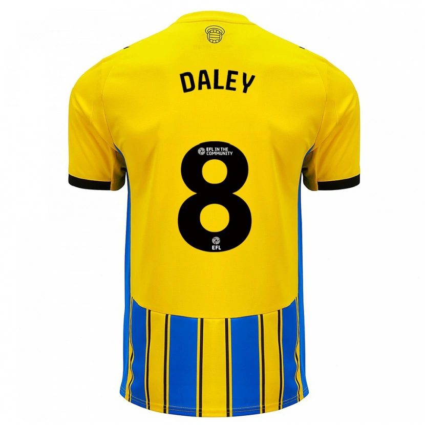 Danxen Criança Camisola Aston Daley #8 Azul Amarelo Alternativa 2025/26 Camisa