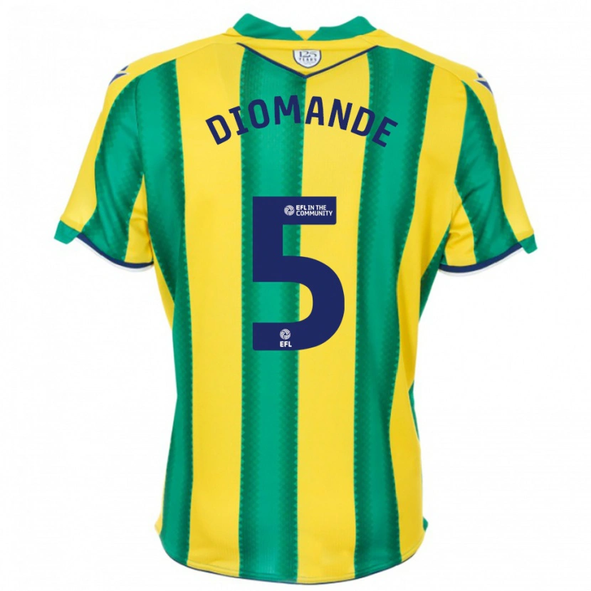 Danxen Criança Camisola Muhamed Diomande #5 Amarelo Verde Alternativa 2025/26 Camisa