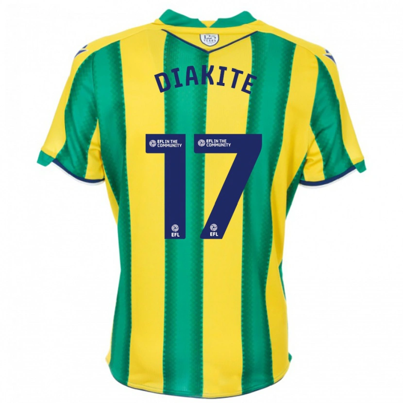 Danxen Criança Camisola Ousmane Diakité #17 Amarelo Verde Alternativa 2025/26 Camisa