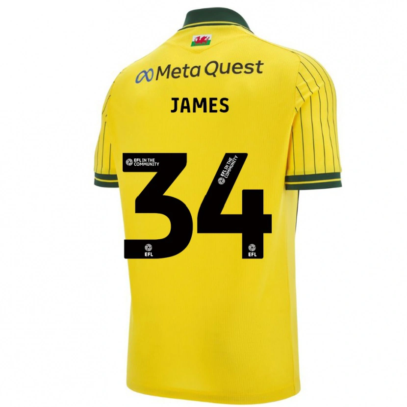 Danxen Criança Camisola Aaron James #34 Amarelo Verde Alternativa 2025/26 Camisa