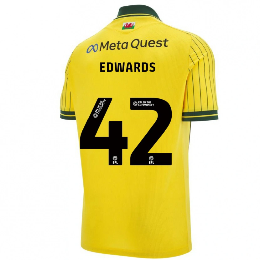 Danxen Criança Camisola Callum Edwards #42 Amarelo Verde Alternativa 2025/26 Camisa