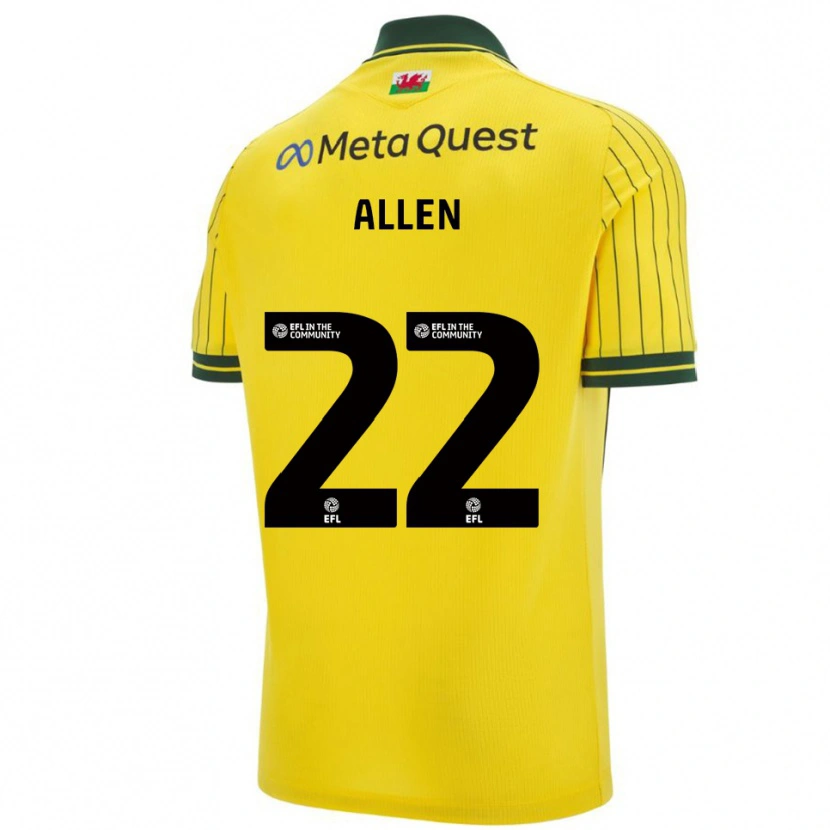 Danxen Criança Camisola Keren Allen #22 Amarelo Verde Alternativa 2025/26 Camisa