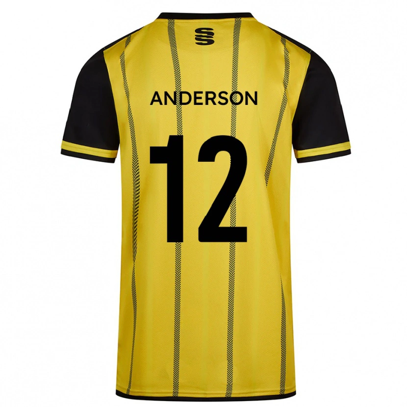 Danxen Criança Camisola Zea Anderson #12 Amarelo Preto Alternativa 2025/26 Camisa