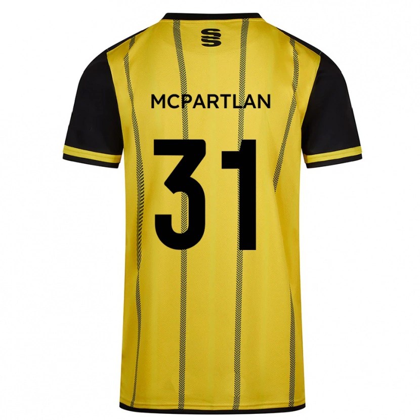 Danxen Criança Camisola Cian Mcpartlan #31 Amarelo Preto Alternativa 2025/26 Camisa