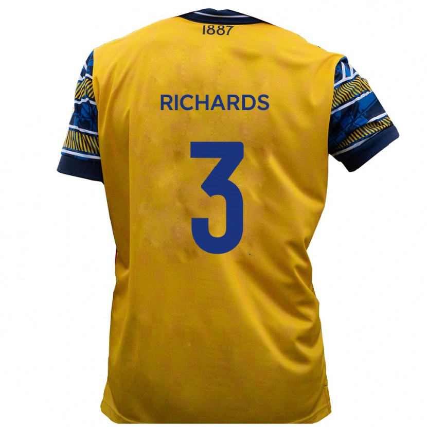 Danxen Criança Camisola Caleb Richards #3 Amarelo Preto Alternativa 2025/26 Camisa