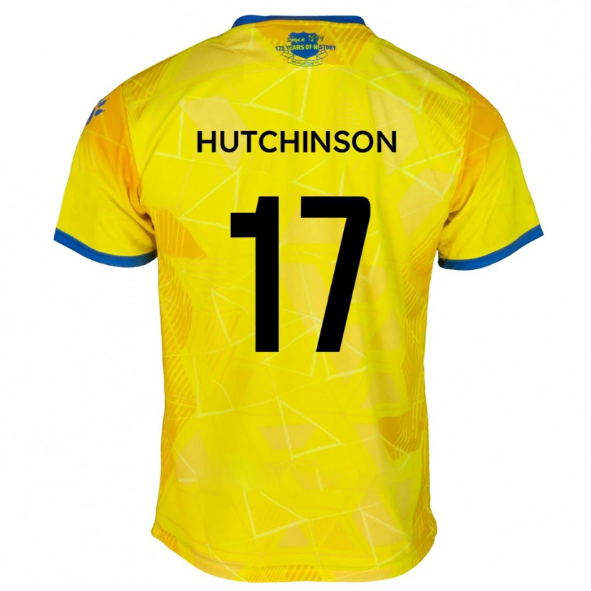 Danxen Criança Camisola Dom Hutchinson #17 Amarelo Azul Alternativa 2025/26 Camisa