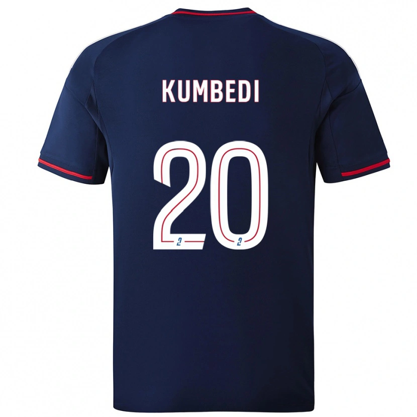Danxen Criança Camisola Saël Kumbedi #20 Azul Marinho Vermelho Alternativa 2025/26 Camisa