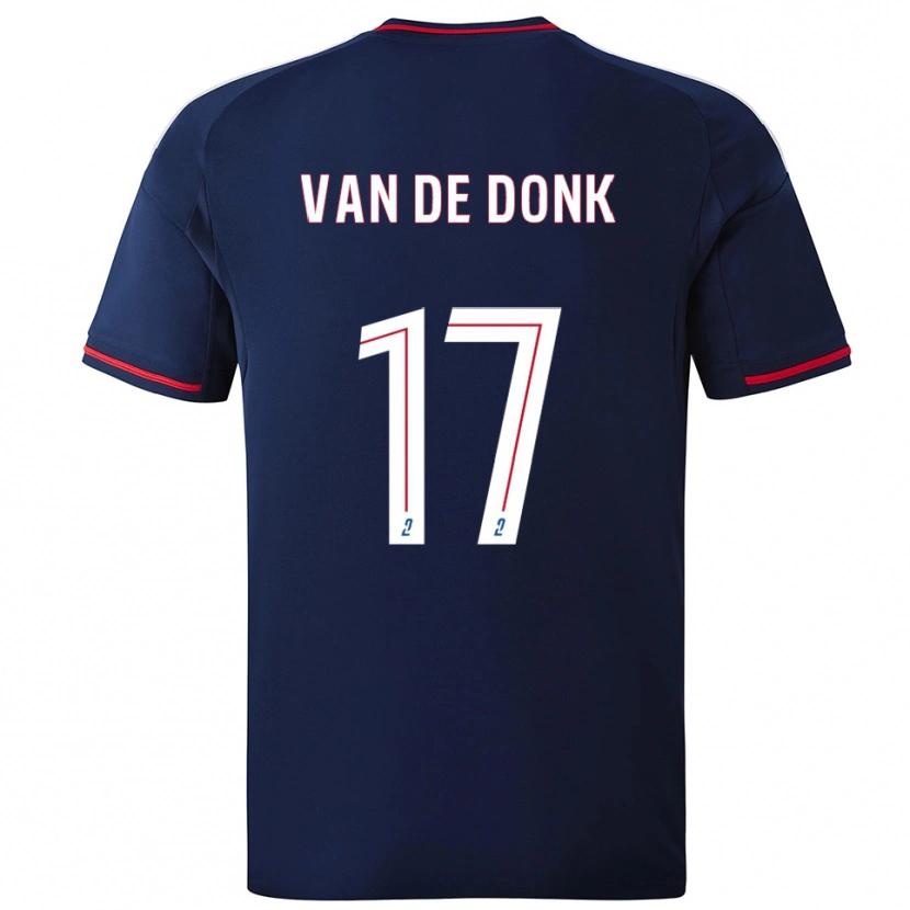 Danxen Criança Camisola Danielle Van De Donk #17 Azul Marinho Vermelho Alternativa 2025/26 Camisa